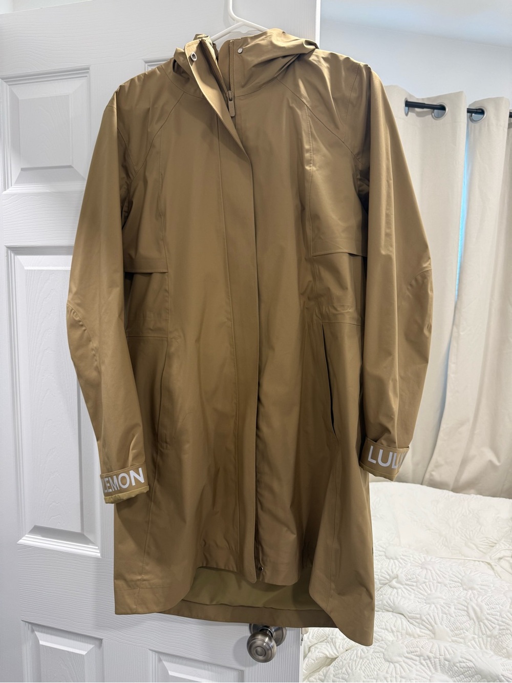lululemon athletica Tan Hooded Long Raincoat